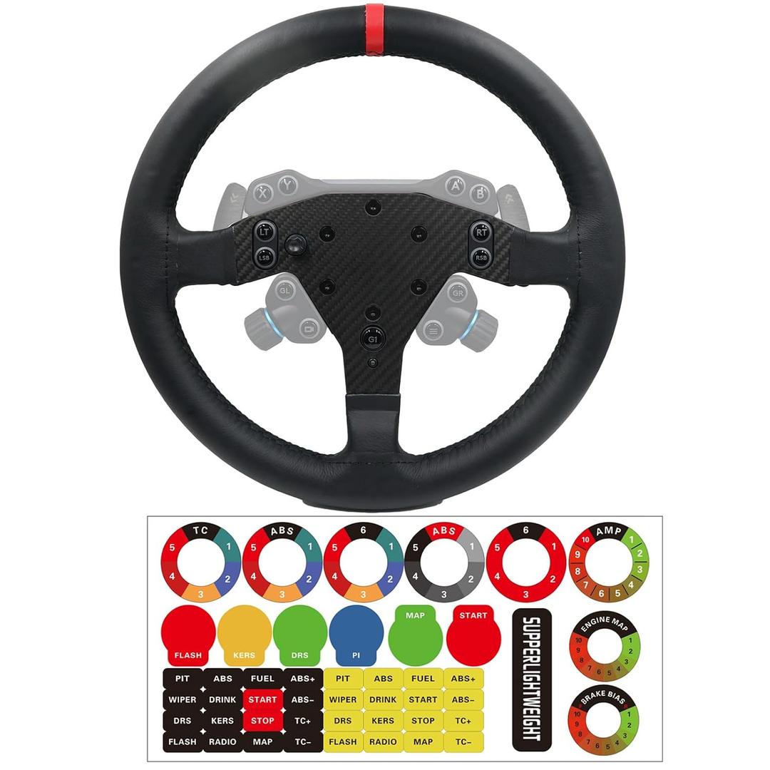Replace 13 inch lightweight Suede/Leather Steering Wheel Panel For Logitech RS RS50 Base Wheel Hub;For Logitech RS System Bundle Gaming Racing Wheel (For Logitech RS G PRO With Full Leather)