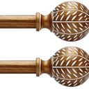QDWIS 2 Pack Gold Curtain Rods for Windows 48 to 84 inch,1" Adjustable Heavy Duty Window Curtain Rod with Leaf Finials,Rustic Decorative Drapery Rods Set,Size:3688''