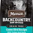 Merrick Backcountry Grain Free Dry Adult Dog Food, Kibble With Freeze Dried Raw Pieces, Game Bird Recipe - 20.0 lb. Bag (No BB Date)