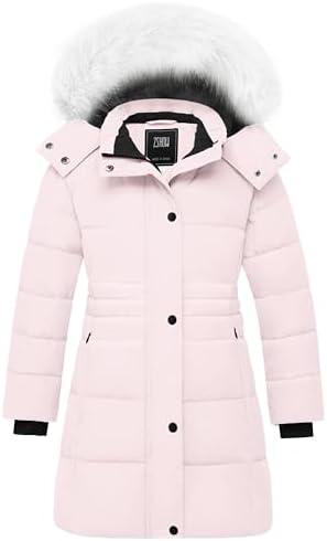 ZSHOW Girls' Winter Coat Long Hooded Parka Soft Fleece Puffer Jacket with Removable Hood 14-16, Pink