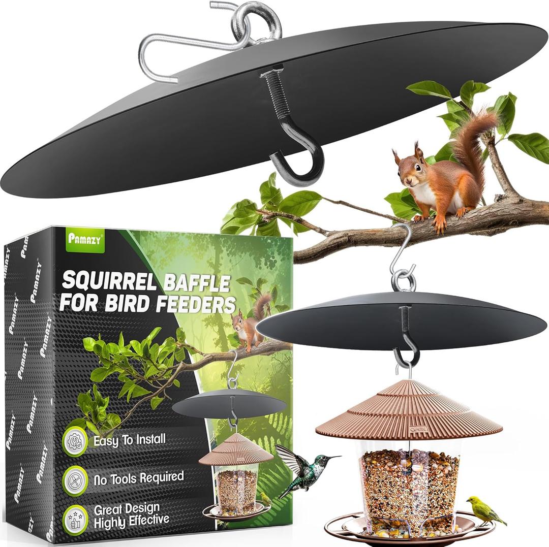 [Solid Steel]16-Inch Hanging Bird Feeder Baffle, Metal Squirrel Baffle for Bird Feeder Pole, Squirrel Proof Baffle Dome Baffle Weather Guard, Bird House Guard for Outdoor Shepherd's Hook, Hummingbird