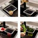 Suction Cup Foldable Metal & Plastic Sink Strainer - 50 Detachable Mesh Bags, Edge-Mounted Kitchen Drain Filter with Collapsible Basket, Anti-Slip Food Waste Catcher for Sink (black)