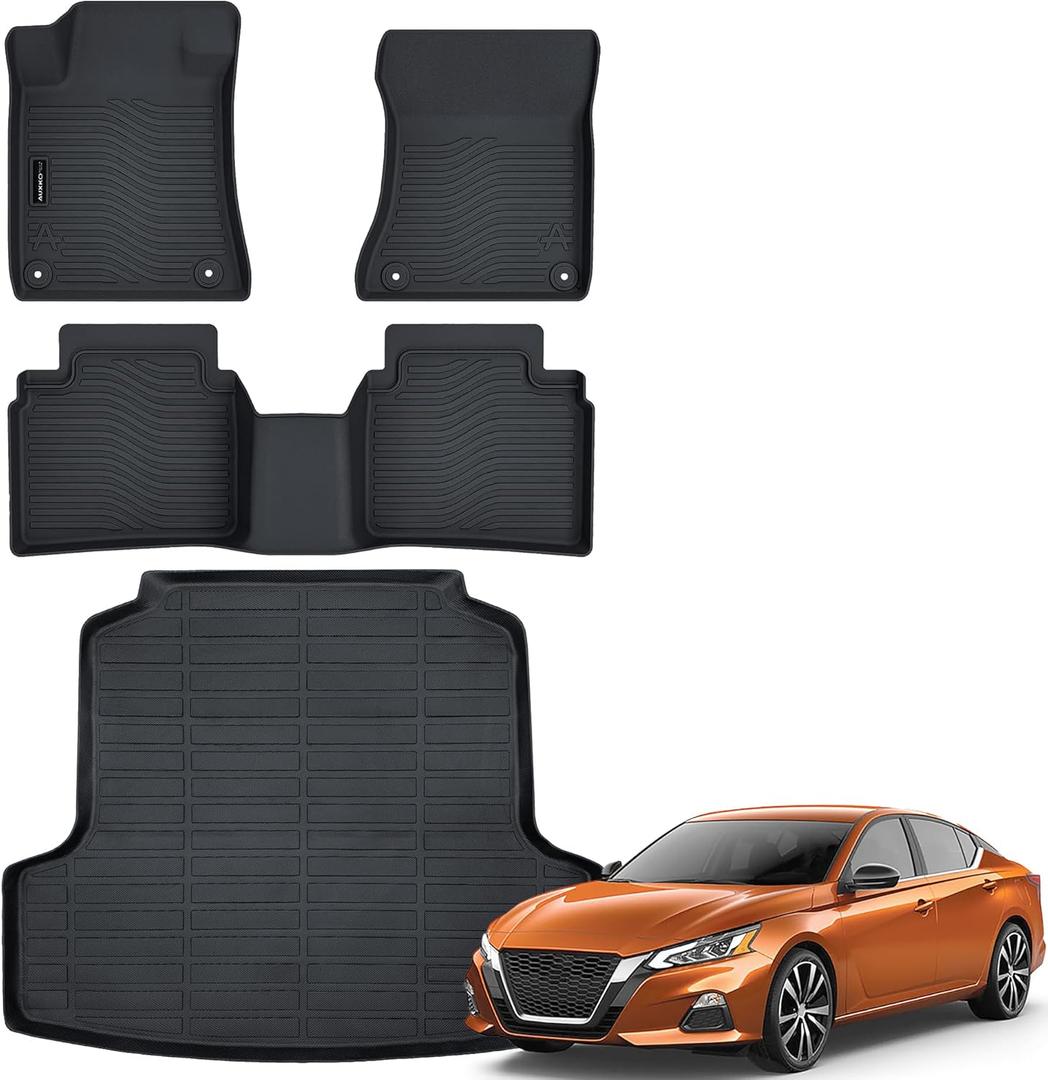 Auxko All Weather Floor Mats Cargo Mat Fit for Nissan Altima 2026 2025 2024 2023 2022 2021 2020 2019 TPE Floor Liner Trunk Mat Altima Accessories All Season Odorless Anti-Slip Black