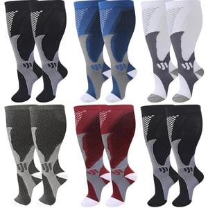 DZSoCoki Wide Calf Compression Socks for Women Men,Large Plus Size Compression Socks Support for Nurse Pregnant, 6 Pair, 4XL