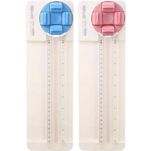 2 Pack 4-in-1 Paper Cutter - Pink & Blue, Multi-Function Scrapbooking Paper Trimmer with Straight, Wave, Perforated & Creasing Blades for Craft Postcards& Cardstock, Postcard, Scrapbook