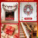 24Pcs Glitter Velvet Bows for Christmas Tree Decorations - 5x7in Velvet Ornaments with Tie for Christmas Wreath Garland, Red