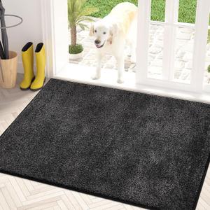 PURRUGS Dirt Trapping Door Mat 34" x 59", Non-Slip Machine Washable Entryway Rug, Dog Doormat, Indoor Front Door Mat, Super Absorbent Entry Rug for Muddy Shoes & Paws, Charcoal