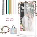 Wedding Welcome Sign Stand, Adjustable Wedding Sign Holder,Heavy Duty Metal Welcome To Our Wedding Sign Display Stand for Wedding Parties Commercial Events (White)
