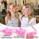 NAISKA 36Pcs Purple Bows Hair Clips Flower Hair Barretts Acrylic Hair Pins Silk Satin Hair Ribbons Ponytail Holder Accessories for Girls