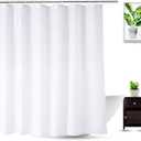 Fabric Shower Curtain Liner 70 x 74 Inch, Water-Repellent Polyester Long Bathroom Shower Curtains Spa and Hotel Quality, Machine Washable, White
