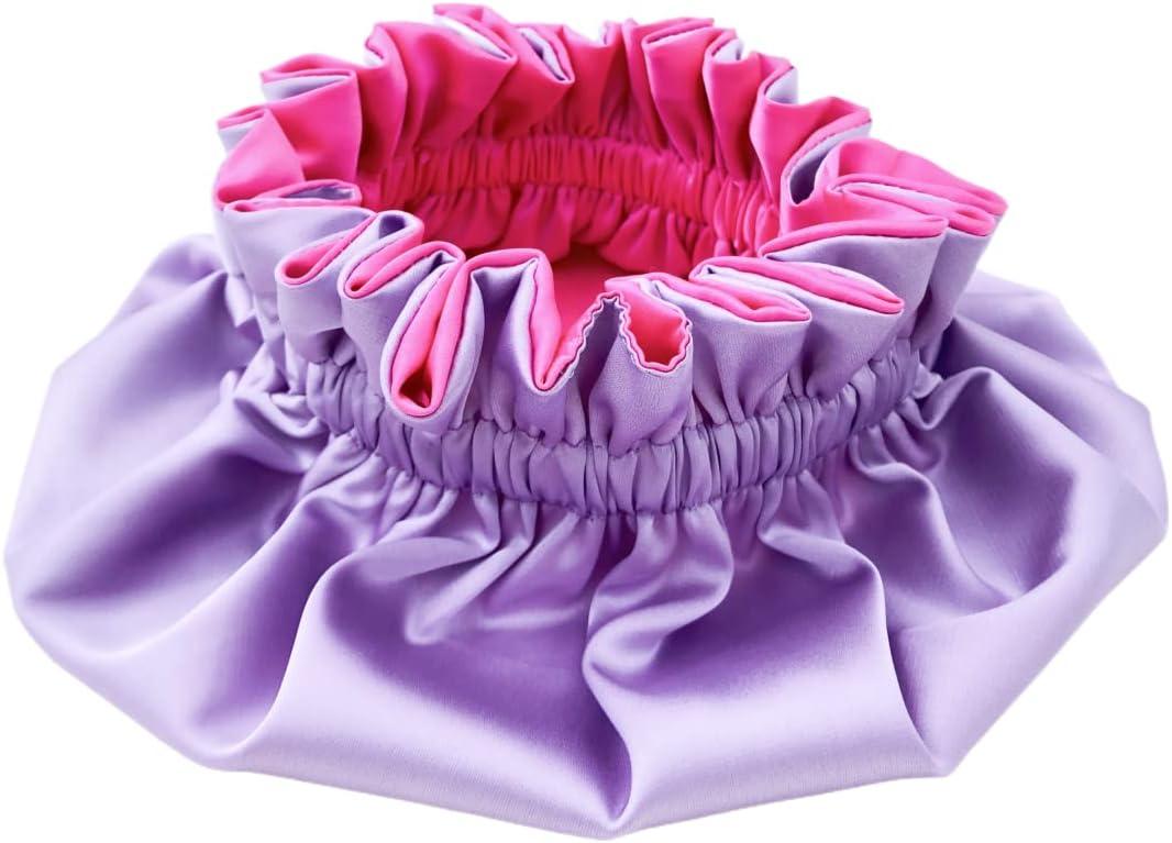 AKISS Baby Infant Newborn Toddler Satin Silk Hair Bonnet for Baby Girl Boy Sleeping Kids Cap Hat (0-3 Months, Fuchsia + Lavender)