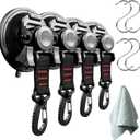 4 pcs Heavy Duty Suction Cup Hooks for Glass Window Suction Hooks Strong Vacuum Suction Cups with Hooks Suction Cup Anchor for Tie Down Car Awning Boat Camping Trap Car Camping Accessories