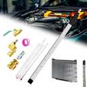 40" Pro Radiator Cleaning Wand KitStainless Steel Radiator Cleaner Wand with 6 Spray Nozzles+Detachable Scrub Brush&Dual Adapters (Water/Air), On-Off Valve for Car AC, HVAC, Heavy Equipment Cleaning, 123 cubic inches