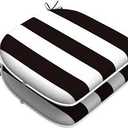 LVTXIII Outdoor Chair Cushions Set of 2, Patio Seat Cushions D16xW17 Inch with Ties for Patio Furniture Chairs Home Garden Use, Cabana Black