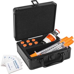 Dual 3ml and 30ml Peptide Case for Fridge, Vial Holder with Ultra-Thick Sponge, Large Room for Syringes and Skin Prep Wipes