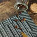 HeloHo Black Grey Stripe Placemats Set of 8, Heat-Resistant Washable Placemats Non-Slip Vinyl Woven Table Mats Wipeable Placemat for Kitchen Dining Table Decoration Indoor Outdoor