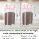 TBMAXS 2 Pack 3 Lbs Dog Cat Food Storage Containers for Travel, Portable Pet Food Storage Container, Easy-Pouring Bird Seed Dispenser, Airtight Rice Cereal Oatmeal Flour Holder -Pink