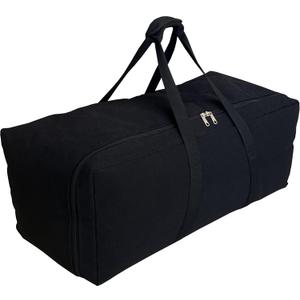 Extra Large Canvas Travel Duffle Bag Heavy Duty, Sports Military Camping Tent Storage (Black)