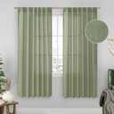 LAMIT Sage Green Light Filtering Linen Curtains 68 inches Long for Bedroom, Faux Linen Textured Semi Sheer Back Tab and Rod Pocket Boho Modern Drapes for Living Room/Farmhouse, 2 Panels, 52 x 68 Inch