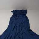 Plus Size Wedding Guest Dress Square Neck Ruffle A Line Elegant Bridesmaid Formal Cocktail Party Dresses for Women, Blue, 2XL