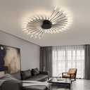 JAYMP 50.4 Ceiling Light Modern Flower Shape Ceiling Lamp for Living Room Dining Room Flush Mount Metal Acrylic Sputnik Firework Petal LED Lighting Fixture (Matte Black, 42 Lights)