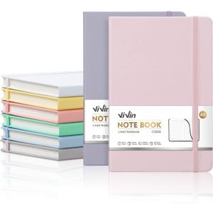 ViVin Lined Journal Notebooks for Work,192 Pages,Medium 5.5 x 8.3 inch,College Ruled,A5 Hardcover Journaling Notebooks for Writing,8 Pack Bulk,Light Colored Series