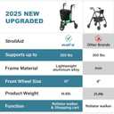 3 Wheel Walkers for Seniors, Foldable Rollator Walker with Tray & Large Storage Bag, 10" Big Wheel for All Terrain, 350 lb Weight Capacity, Green
