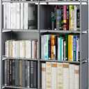 MOYIPIN Bookshelves, Assembled Storage Rack, Bedroom Living Room Vertical Cabinet Bookshelf, Double Row 10-Grid Multi-Functional Storage Equipment (Grey)