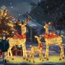58 Inch 3D Gold Large Lighted Christmas Deer Decorations 3-Piece Outdoor Holiday Decorations Reindeer Set with 210 Warm White LEDs, Large Yard Display for Garden, Storefront
