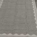 Scalloped Washable Rug 5x7 Area Rugs for Living Room, Solid Grey Rug for Bedroom Girls, Non Slip Scalloped Rug Throw Rugs with Rubber Back, Soft Dorm Nursery Low Pile Carpet for Dining Room