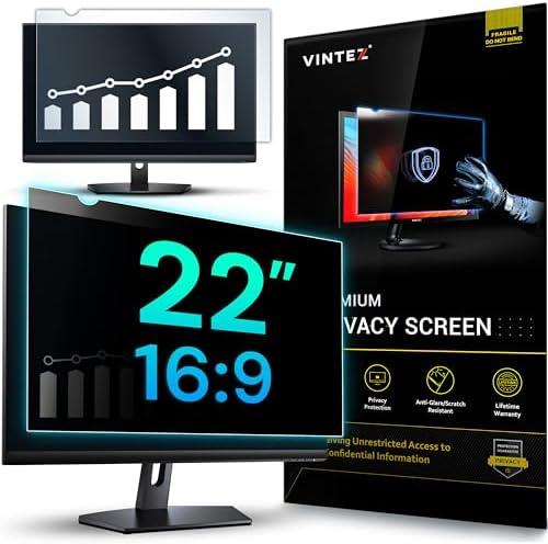 VINTEZ 22 Inch 16:9 Privacy Screen for Computer Monitor and Laptop - Anti Glare Protector Film Blue Light Filter Eye Protection - Computer Screen Privacy Shield, [1 Pack] : Electronics