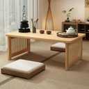 Japanese Floor Table Bamboo Folding Coffee Table Portable Solid Wood Japanese Coffee Table, No Assembly Japanese Dining Table for Sitting on The Floor, Easy Storage(39.4 * 18.9 * 13.8in.)