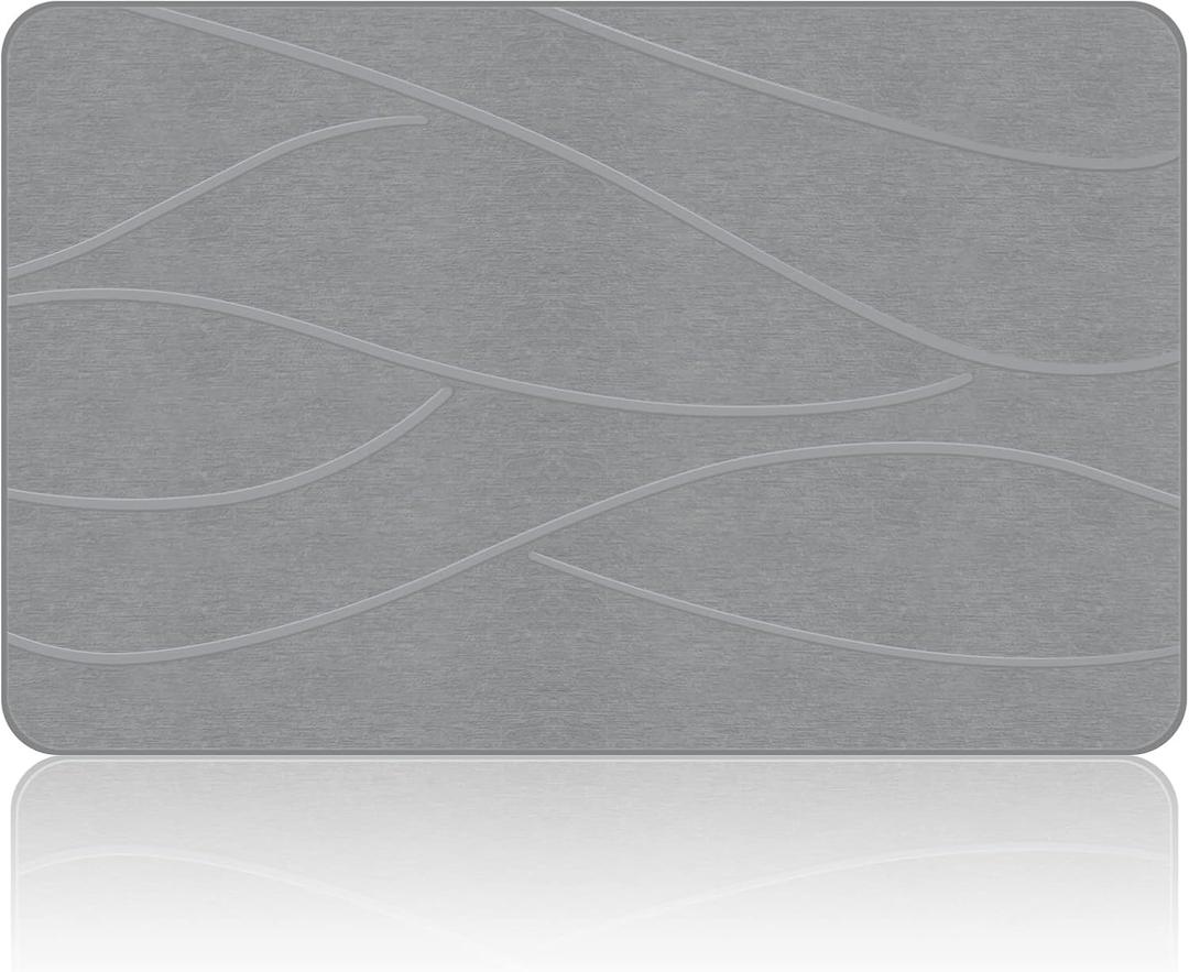 Veeloim Stone Bath Mat Diatomaceous Earth Shower Mat Non-Slip Super Absorbent Diatomite Stone Bath Mats for Bathroom Floor Quick Drying Natural Easy to Clean(23.6''15.4" Gray)