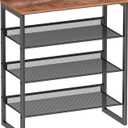 Industrial Shoe Rack - Sturdy Steel Entryway Shoe Organizer with Spacious Top - Strong Mesh Shoe Storage Shelves - Adjustable Shoe Stand for Closet Organization (4-Tier)