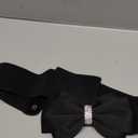 Verdusa Women's Rhinestone Bow Elastic Wide Belts Stretchy Waist Buckle Belt (suit waist size:33.5-37.4", Black)