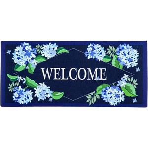 Evergreen Flag Hydrangea Welcome Sassafras Switch Mat | Interchangeable Entrance Doormat | Indoor and Outdoor | 22-inches x 10-inches | Non-Slip Backing | All-Season | Low Profile | Home Dcor