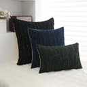 Textured Boucle Pillow Covers 20x20 Neutral Striped Throw Pillows Soft Modern Farmhouse Pillow Cases, 1pc Decorative Accent Square Couch Cushion Cover for Bed Chair Living Room, Black