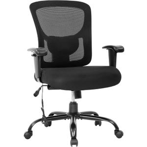 Big and Tall Office Chair 400lbs Cheap Desk Chair Mesh Computer Chair with Lumbar Support Wide Seat Adjust Arms Rolling Swivel High Back Task Executive Ergonomic Chair for Women Men,Black (7565111cm)