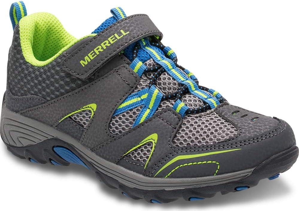 Merrell Trail Chaser Running Shoe (4 Big Kid, Grey/Blue/Citron)