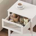 Nightstand Wooden Bedside Table with Drawer White Night Stands Modern Style Small End Table Side Table with Storage Shelf for Bedroom Living Room MLBZ10W