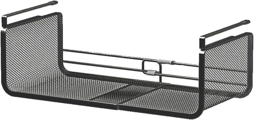 Expandable Under Shelf Basket Organizer, Under Shelf Storage, Hanging Baskets Under Cabinet for Pantry Kitchen Cupboard Desk Counter Bookshelf Space Saver Heavy Duty Slide-in (Black, 1 Pack)