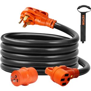 VEVOR 50 Amp RV Extension Cord, 15 ft, Heavy Duty STW 6/3+8/1 AWG RV Power Cord, NEMA 14-50R Female NEMA 14-50P Male Plug, for RVs, Generators, Campers, ETL Listed