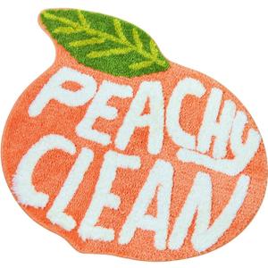 Peach Clean Bath Mat, Decor Door Mat Bathroom Area Rug Peachy, Soft & Absorbent Plush Coral Fabric, Also for Bedroom, Toilet Non-Slip and Washable