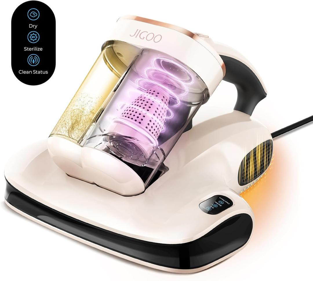 Mattress Vacuum Cleaner UV Sanitizing, Anti-allergen Bed Cleaner with 12Kpa Suction, Handheld Vacuums for Dust & Pet Hair, Effectively Clean Up Bed, Pillows, Cloth Sofas, Carpets (Pearly White)
