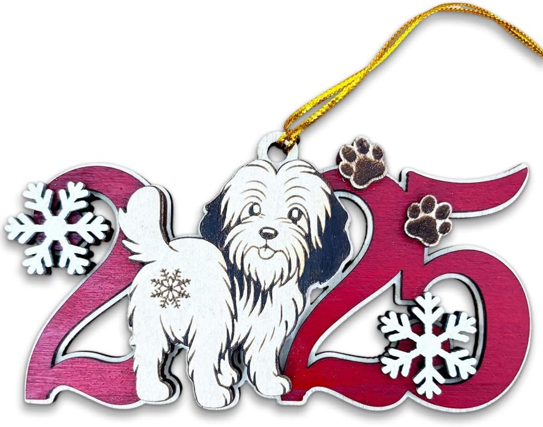 2025 Havanese Christmas Ornament  Wooden Dog Ornament for Tree, Cute Puppy Holiday Decoration, Personalized Pet Keepsake Gift for Women, Men, Kids, Dog Mom & Dad