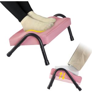 Foot Rest for Under Desk at Work,Ergonomic Foot Rest for Office Use, Heights,Relieving Pain in Lower Back, Hip, Knee (Leather Pink)