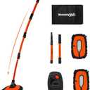 57" Car Wash Brush Mop with Long Handle, 15 Degree Curved Extendable Car Wash Brush with Extra Microfiber Mop Head, Soft Car Washing Brushes with Storage Bag for Truck SUV Cleaning, Orange