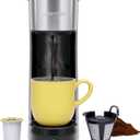 Chefman Single Serve Coffee Maker: K-Cup & Ground Compatible, Single Cup 6-12 oz Portable Drip Coffee Machine with Filter - Perfect for College & Coffee Lovers,Black