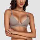 Werkiss Wireless Bralettes for Women No Underwire Bras Sexy V Neck Everyday Bra with Adjustable Straps (L)