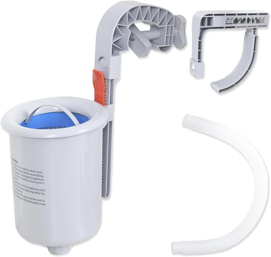 DIMAR GARDEN Pool Skimmer Basket Above Ground Pool Skimmer Wall Mount Surface Skimmer for Swimming Pool, Hang on Pool Skimmer with Hose and Adapter